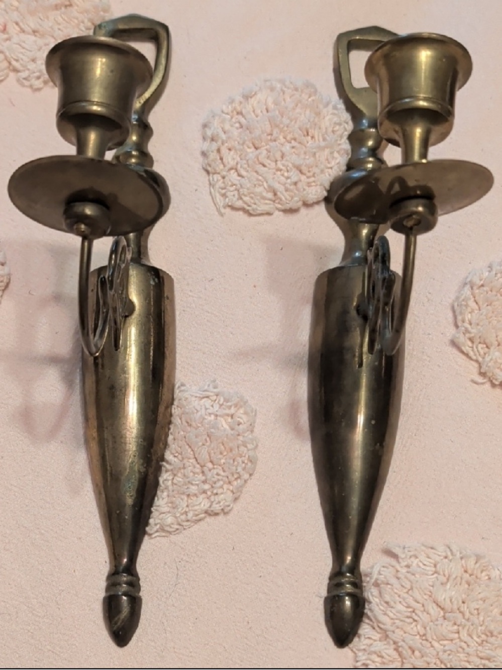 Vintage-Style Brass Wall Candle Sconces - Pair